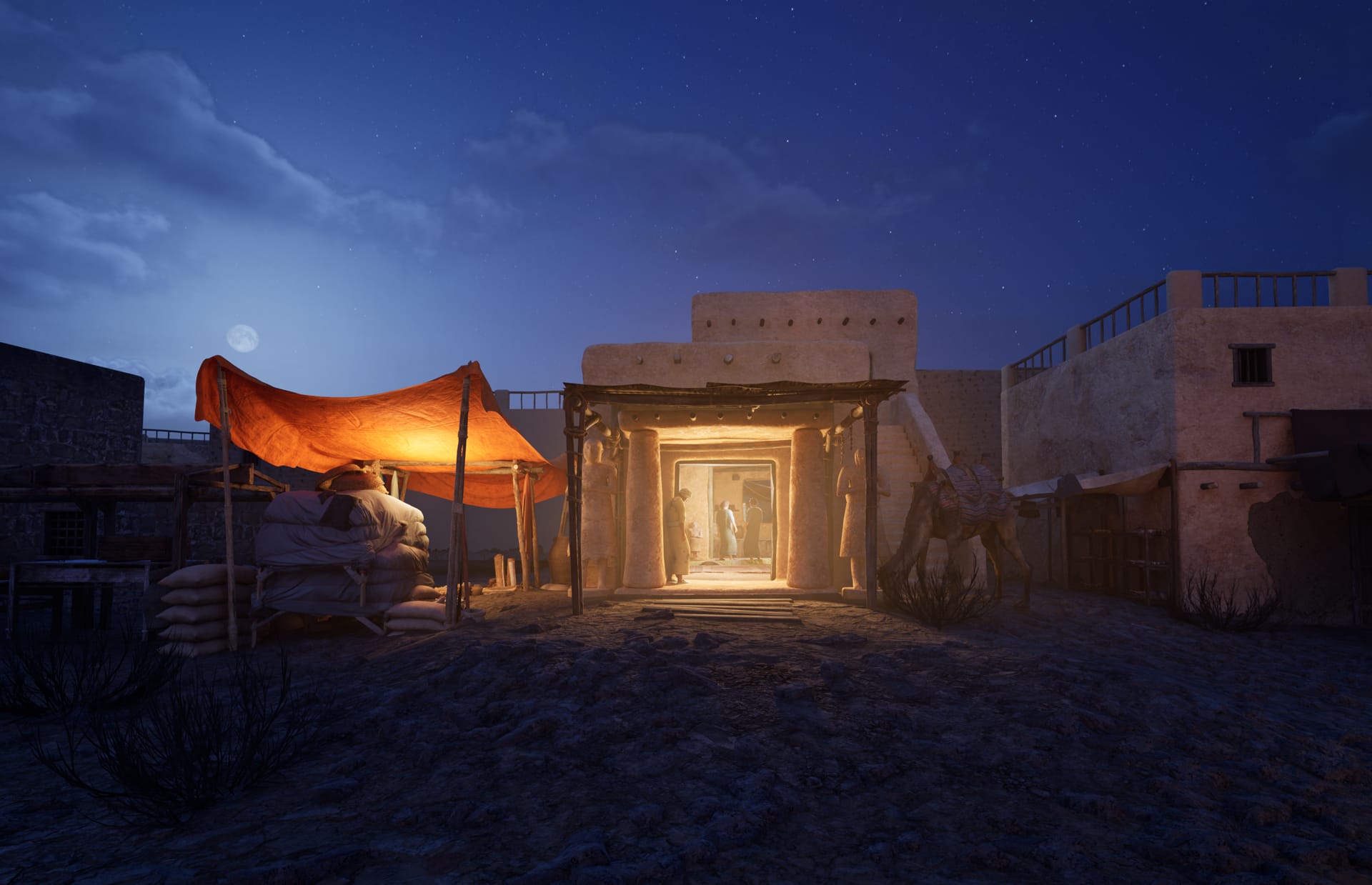 قرية عربية ليلية